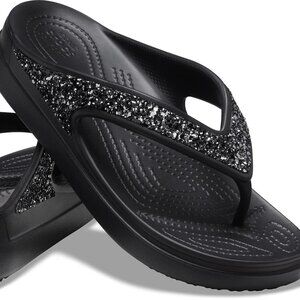 NWT Crocs Women's Sloane Glitter Flip Flop Wedge Sandals, Size 9